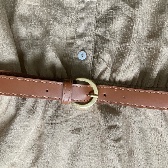 Hint of Blush Belted Tiered Shirt Dress in Beige - Picture 4 of 16